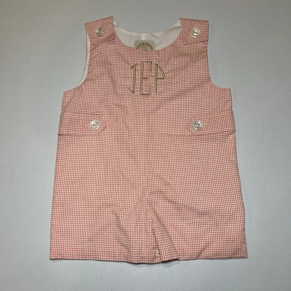 Beaufort Bonnet Embroidered JPE Lot Of Two Gingham Jack‎ Keene Jon Jon Overalls